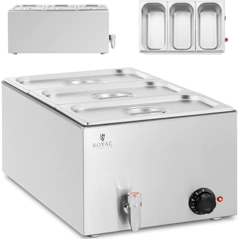 ⁨Bain-marie electric heater with tap 3 x GN 1/3 600 W⁩ at Wasserman.eu