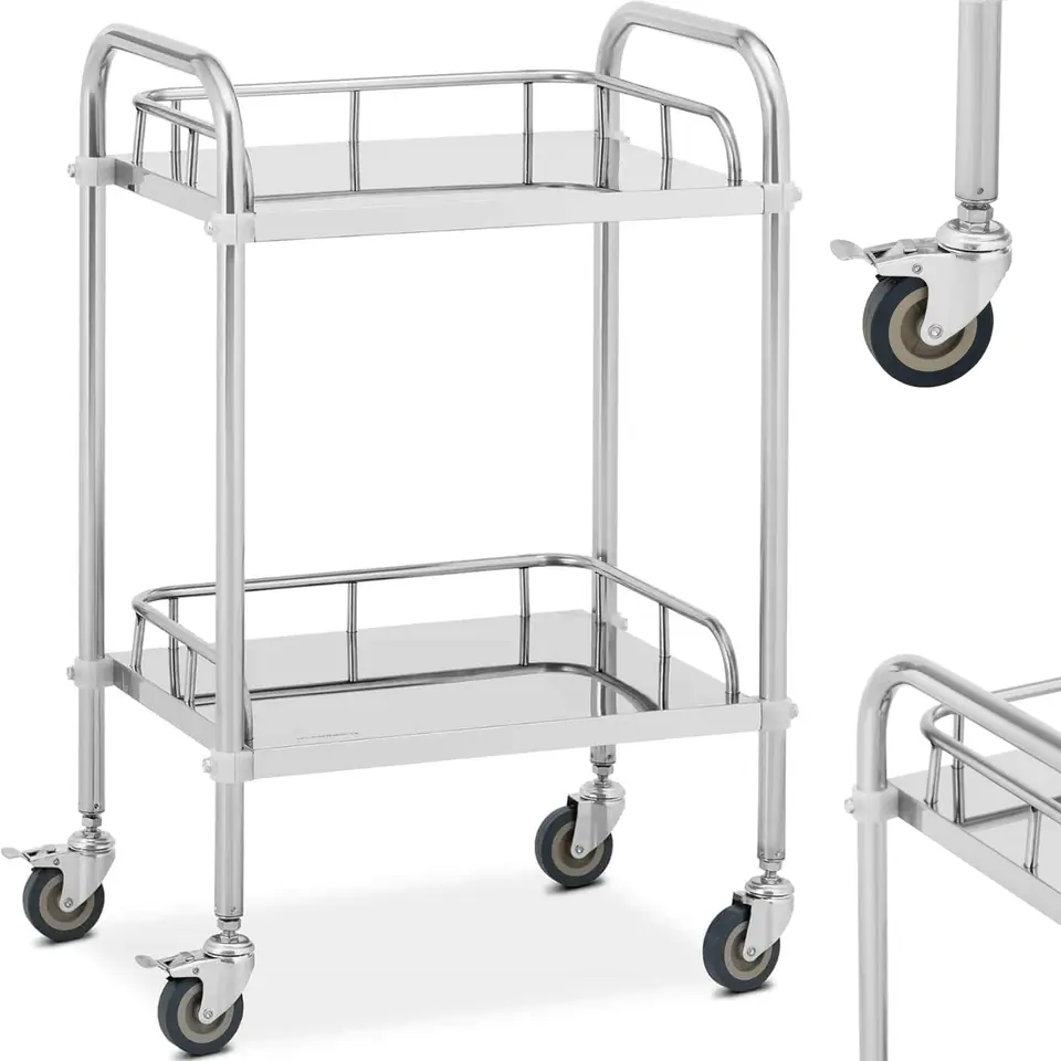 ⁨Laboratory treatment trolley STAL 2 shelves 2 handles 55 x 39 x 87 cm⁩ at Wasserman.eu