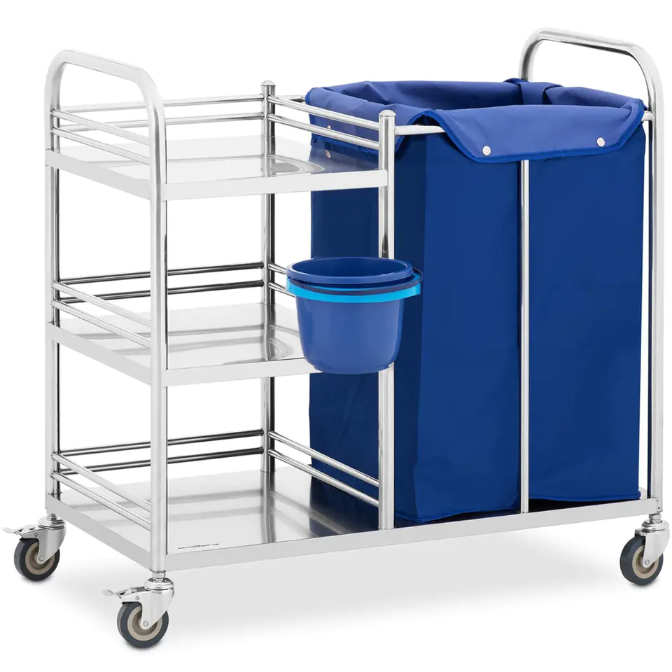 ⁨Hotel trolley laundry STAL 3 shelves container basket 88 x 44 x 87 cm⁩ at Wasserman.eu