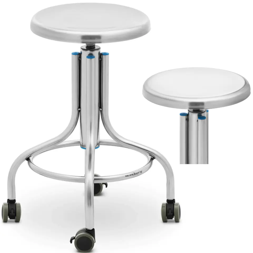 ⁨Laboratory stool workshop stool made of stainless steel 45-60 cm up to 100 kg⁩ at Wasserman.eu