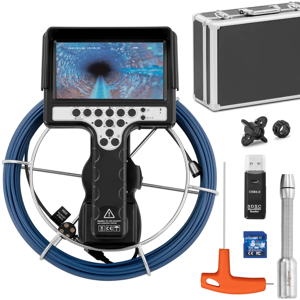 ⁨Endoskop kamera diagnostyczna inspekcyjna w walizce 12 LED SD 30 m⁩ w sklepie Wasserman.eu