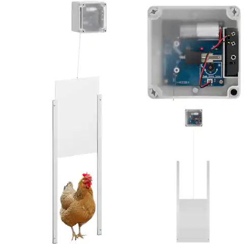 ⁨Automatyczna klapa drzwi do kurnika z czujnikiem światła zasilaniem bateryjnym⁩ w sklepie Wasserman.eu