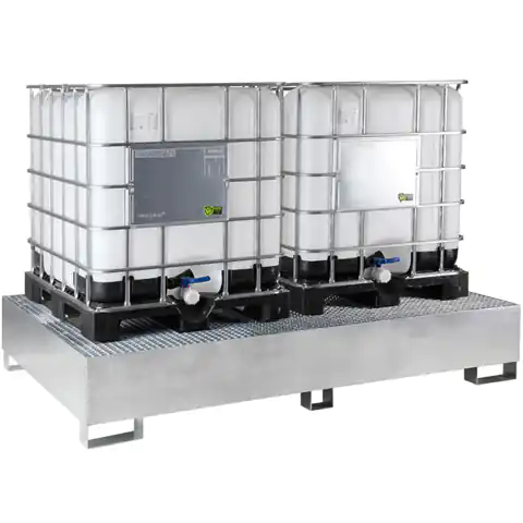 ⁨Spill tank for IBC container MAUZER 2 x 1000L – galvanized⁩ at Wasserman.eu