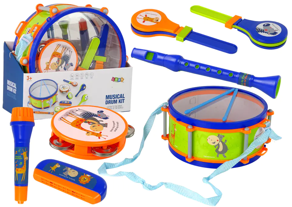 ⁨Musical Instruments Set Drum Tambourine Flute Knocker Harmonica Animals⁩ at Wasserman.eu