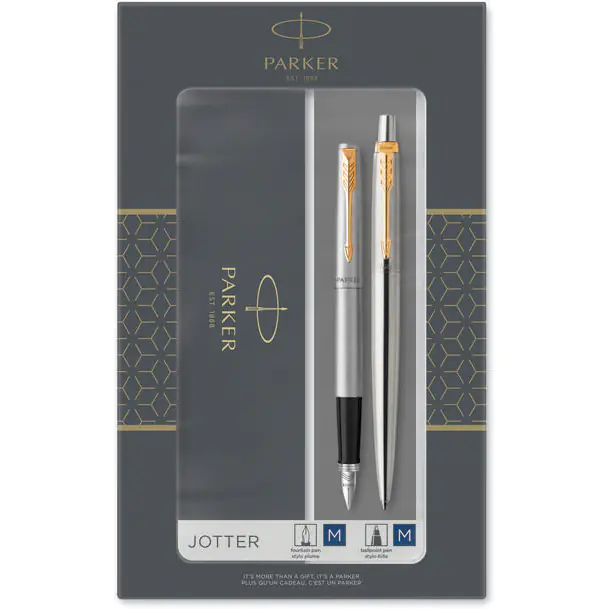 ⁨Set fountain pen + pen JOTTER STAINLESS STEEL GT PARKER 2093257⁩ at Wasserman.eu