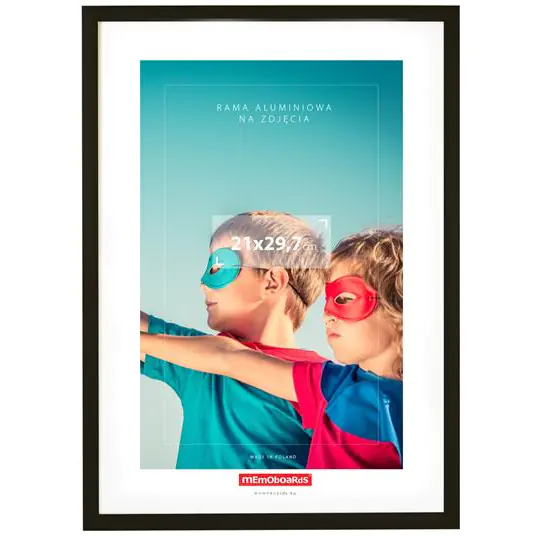 ⁨Ramka do zdjęć A4 rama aluminiowa czarna 210x297mm RZ21x29,7EL/C MEMOBOARDS⁩ w sklepie Wasserman.eu