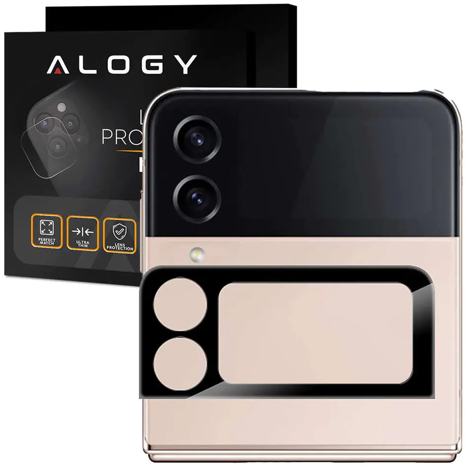 ⁨Metalowa osłonka aparatu Alogy Lens Protector PRO+ na obiektyw do Samsung Galaxy Z Flip 4 Czarna⁩ w sklepie Wasserman.eu