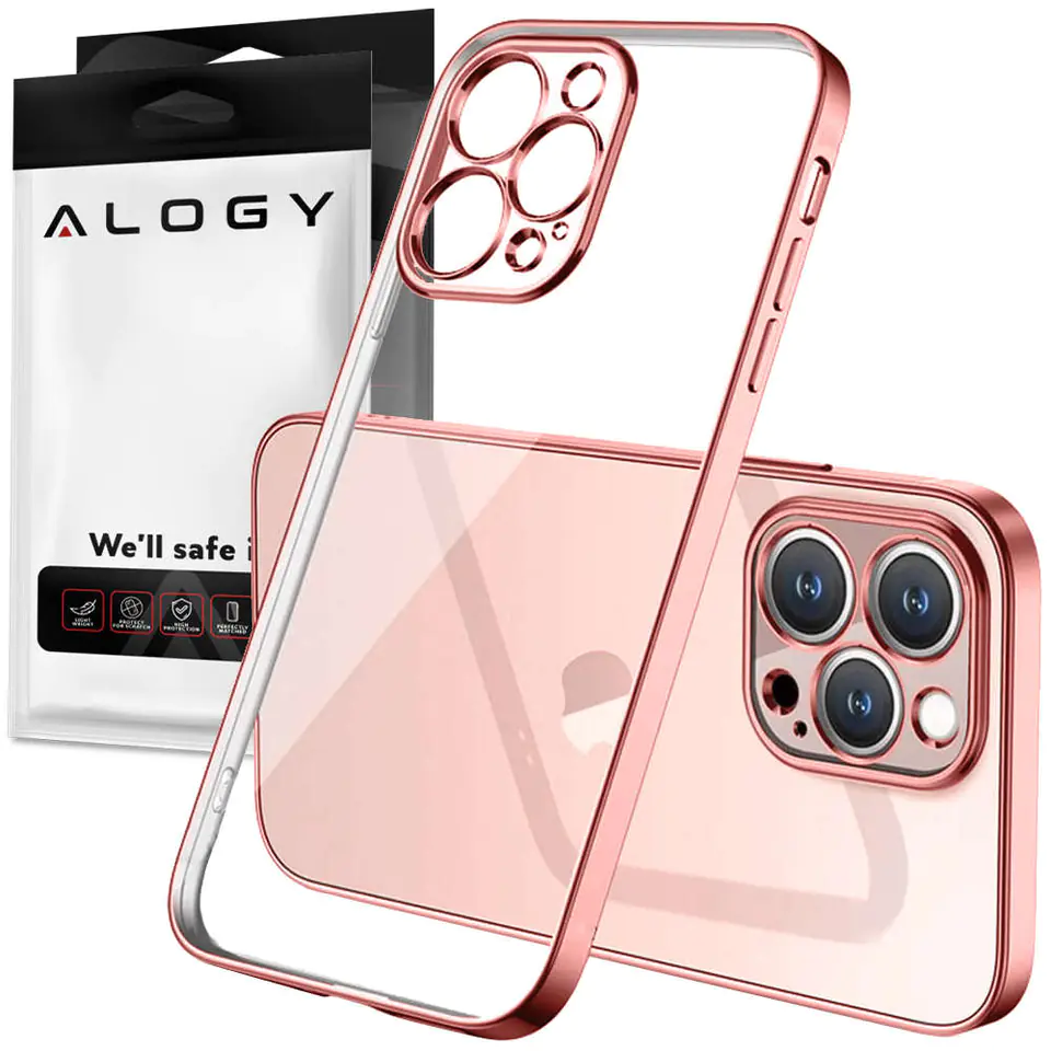 ⁨Etui Alogy TPU Luxury Case z osłonką na aparat do Apple iPhone 12 Pro różowo-przezroczyste⁩ w sklepie Wasserman.eu