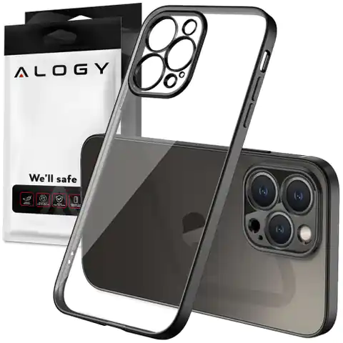 ⁨Alogy TPU Luxury Case with Camera Cover for Apple iPhone 12 Pro black-transparent⁩ at Wasserman.eu