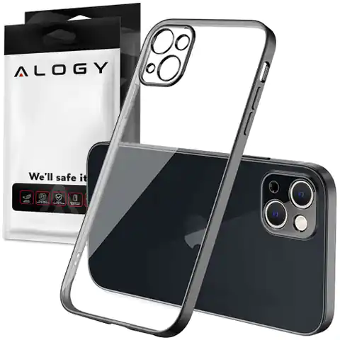 ⁨Alogy TPU Luxury Case with Camera Cover for Apple iPhone 13 black-transparent⁩ at Wasserman.eu