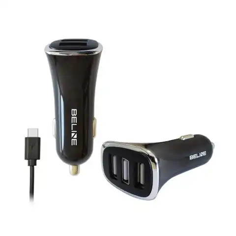 ⁨Ład. sam. Beline 3xUSB + USB-C 4A czarna/black⁩ w sklepie Wasserman.eu