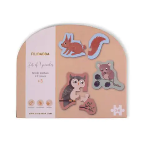 ⁨Filibabba wooden puzzle 7el. Nordic Animals⁩ at Wasserman.eu