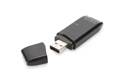 ⁨Czytnik kart 2-portowy USB 2.0 HighSpeed SD/Micro SD, kompaktowy, czarny⁩ w sklepie Wasserman.eu
