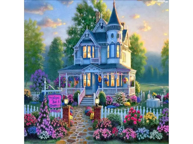 ⁨Diamond embroidery, picture, diamond mosaic diamond painting, VILLA WITH GARDEN 30x40cm⁩ at Wasserman.eu