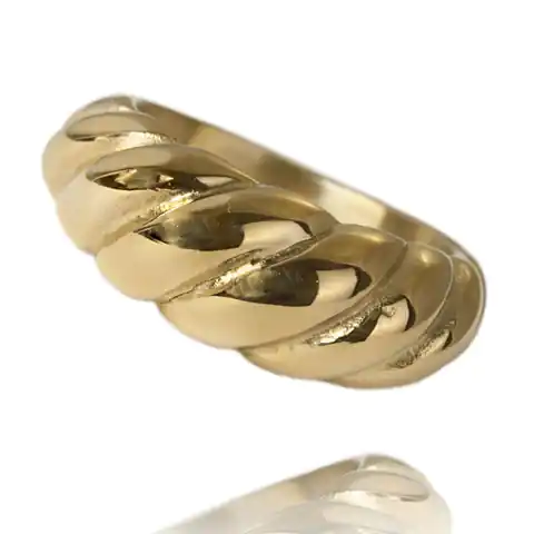 ⁨Pierścionek stal szlachetna platerowana 14k złotem PST827, Rozmiar pierścionków: US5 EU8⁩ w sklepie Wasserman.eu