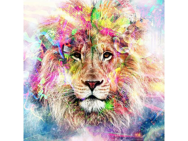 ⁨Diamond embroidery, painting, diamond mosaic diamond painting, rainbow lion 40x40cm⁩ at Wasserman.eu