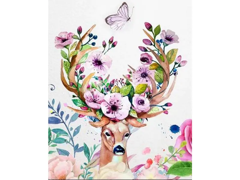 ⁨Diamond embroidery, painting, diamond mosaic diamond painting, DEER - FLORAL ANTLERS 30x40cm⁩ at Wasserman.eu