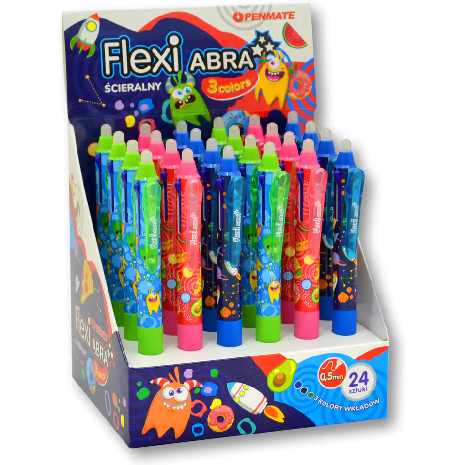 ⁨Długopis ścieralny 3 kolorowy FLEXI ABRA 3 COLORS TT8498 niebieski,zielony,czarny PENMATE⁩ w sklepie Wasserman.eu