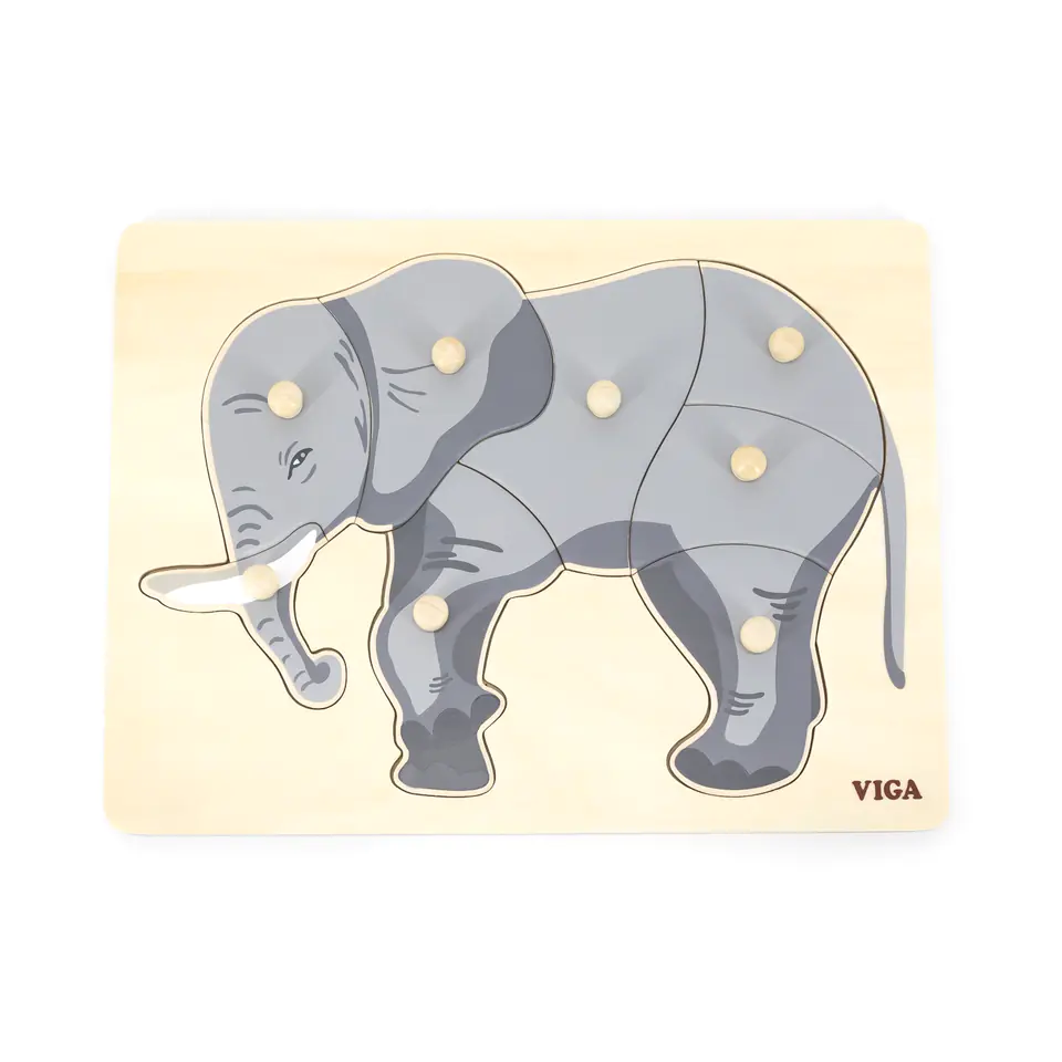 Viga 44601 Puzzle na podkładce z uchwytami - Słoń w sklepie Wasserman.eu