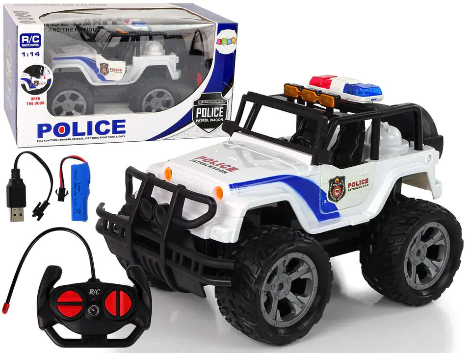 ⁨Auto R/C Policja Jeep Policyjny 1:14 Zdalnie Sterowane Efekty Świetlne⁩ w sklepie Wasserman.eu