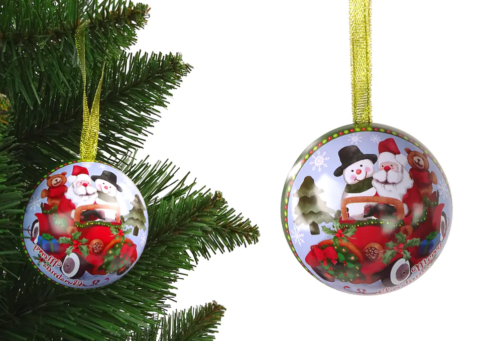 ⁨Christmas Christmas Bauble Metal Christmas Tree Decoration Santa Claus with Snowman Green⁩ at Wasserman.eu