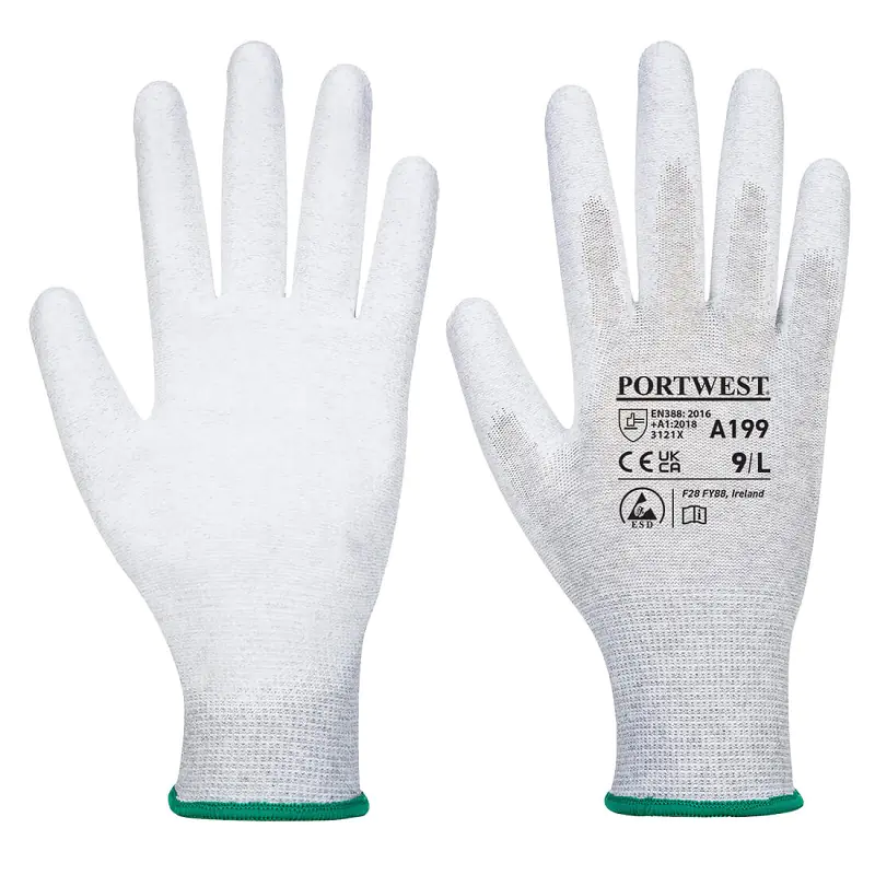 ⁨ANTISTATIC COATED GLOVES PU A199 SIZE M⁩ at Wasserman.eu