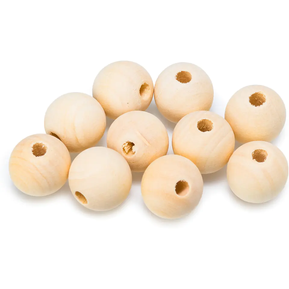 ⁨Natural wooden beads 18 mm, 10 pcs. KDN 1 BREWIS⁩ at Wasserman.eu