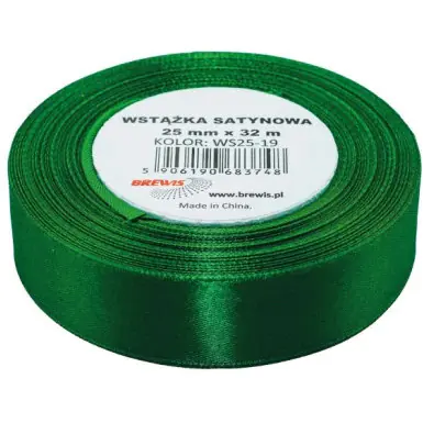 ⁨Satin ribbon 25mm/32m green BREWIS⁩ at Wasserman.eu