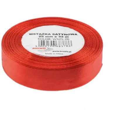 ⁨Satin ribbon 25mm/32m bright red BREWIS⁩ at Wasserman.eu