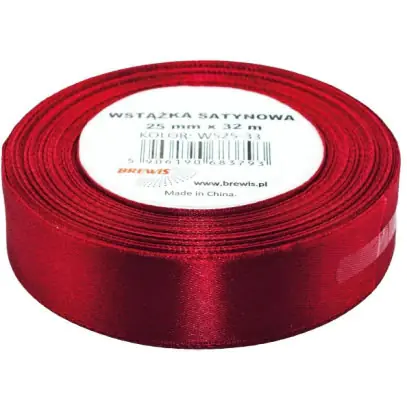 ⁨Satin ribbon 25mm/32m dark red BREWIS⁩ at Wasserman.eu