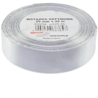 ⁨Wstążka satynowa 25mm/32m szary/platynowy BREWIS⁩ w sklepie Wasserman.eu