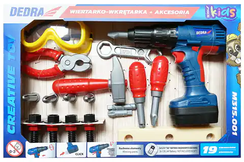 ⁨Wkrętarka na baterie zestaw narzędzi zabawka Dedra⁩ w sklepie Wasserman.eu