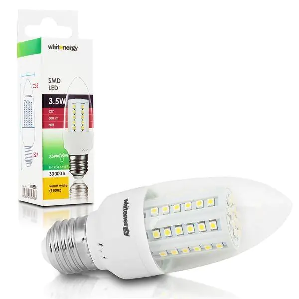 ⁨Whitenergy Żarówka LED C35 5W 3,5W  Ciepła biała Przezroczysta⁩ w sklepie Wasserman.eu