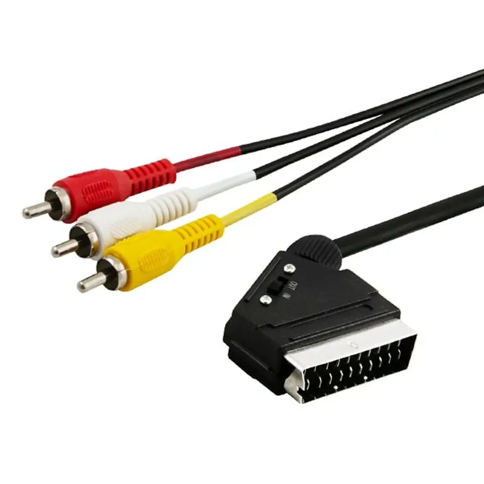 ⁨SAVIO CL-133 Kabel dwukierunkowy EURO (SCART) do 3xRCA męski 2m⁩ w sklepie Wasserman.eu