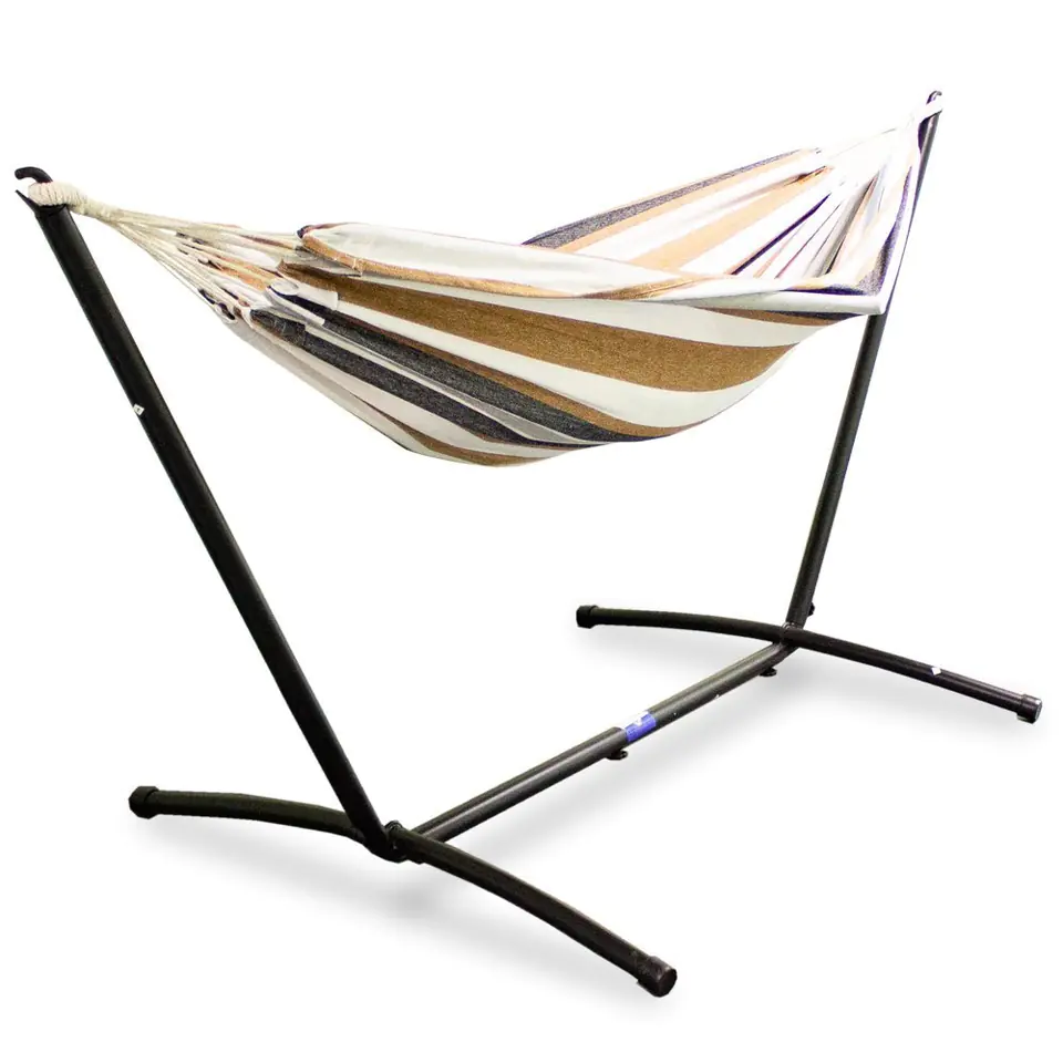 ⁨Beige-brown Hammock on outdoor garden frame⁩ at Wasserman.eu