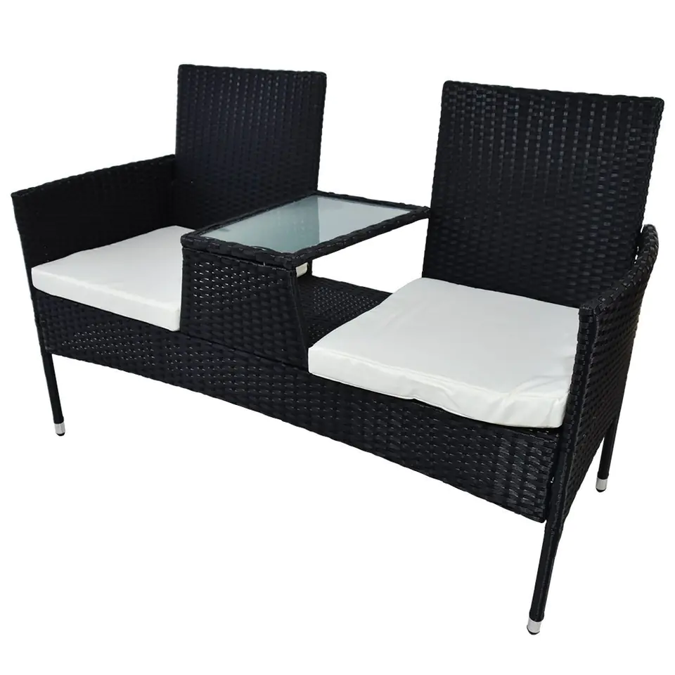 Double garden sofa with rattan table black at Wasserman.eu