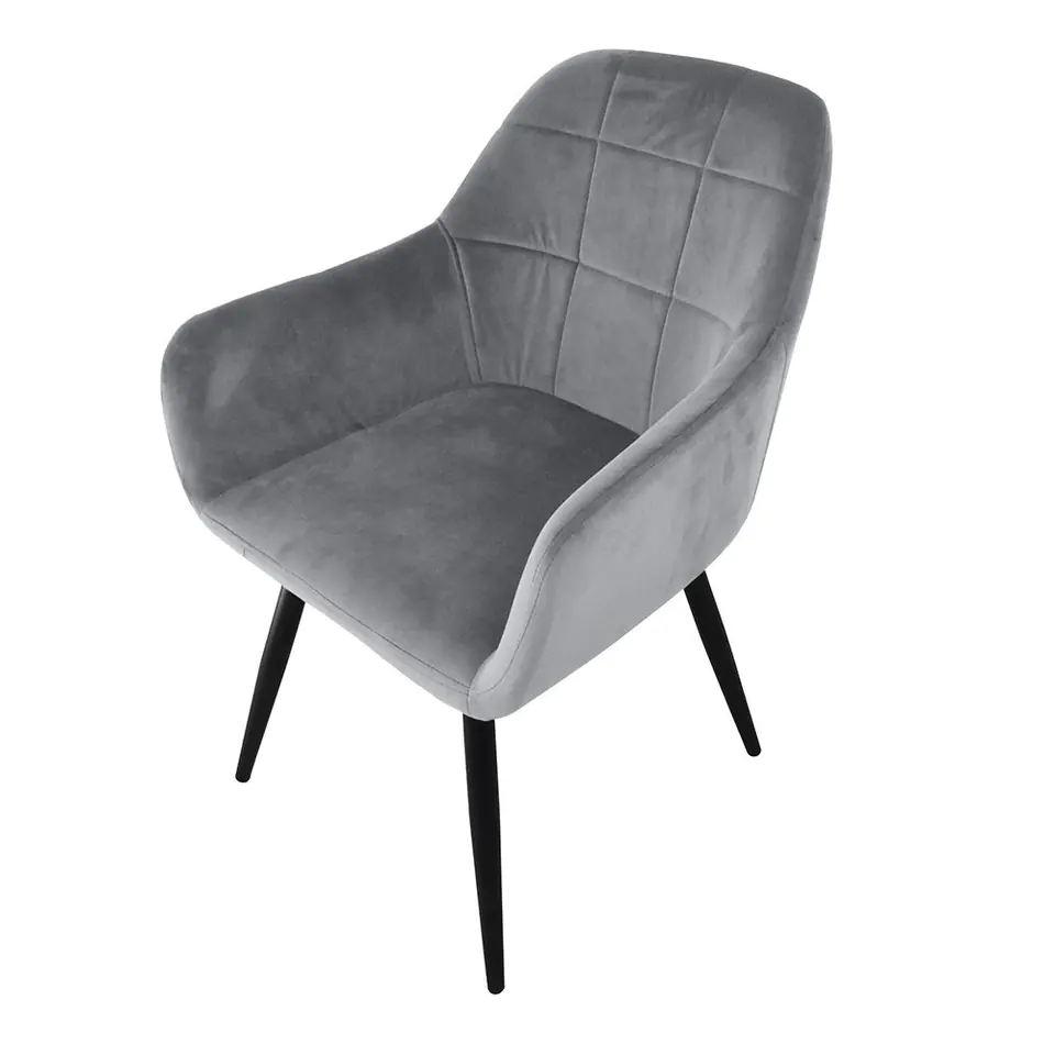⁨Upholstered velour chair 2 pieces gray⁩ at Wasserman.eu
