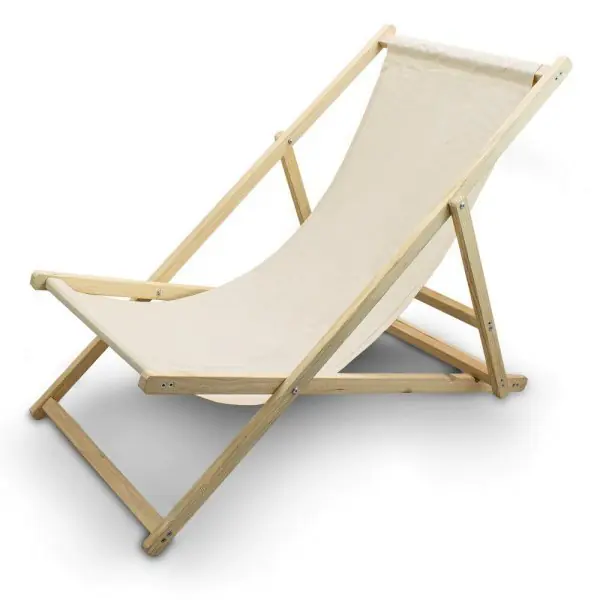 ⁨GARDEN DECKCHAIR WOODEN ADJUSTABLE BEIGE⁩ at Wasserman.eu