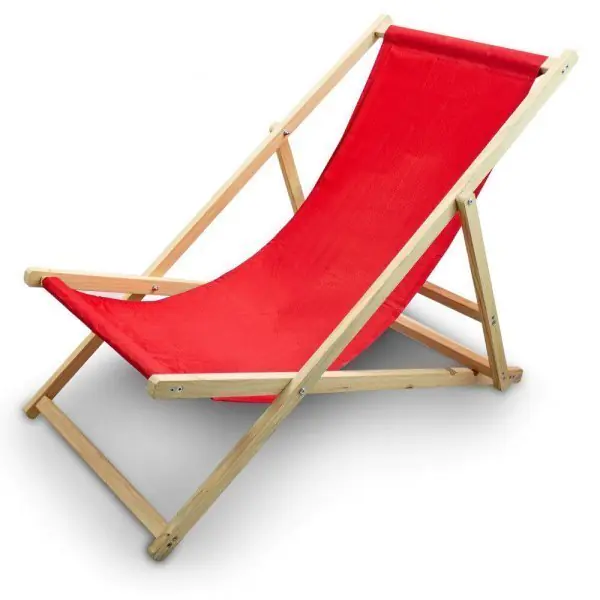 ⁨GARDEN DECKCHAIR WOODEN FOLDING ADJUSTABLE RED⁩ at Wasserman.eu