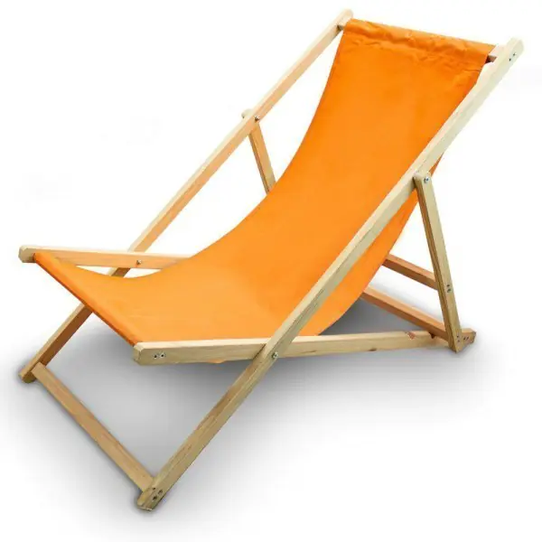⁨BEACH LOUNGER GARDEN WOODEN FOLDING ADJUSTABLE ORANGE⁩ at Wasserman.eu