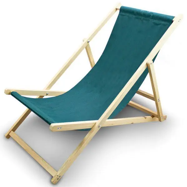 ⁨BEACH LOUNGER GARDEN WOODEN FOLDING ADJUSTABLE GREEN⁩ at Wasserman.eu