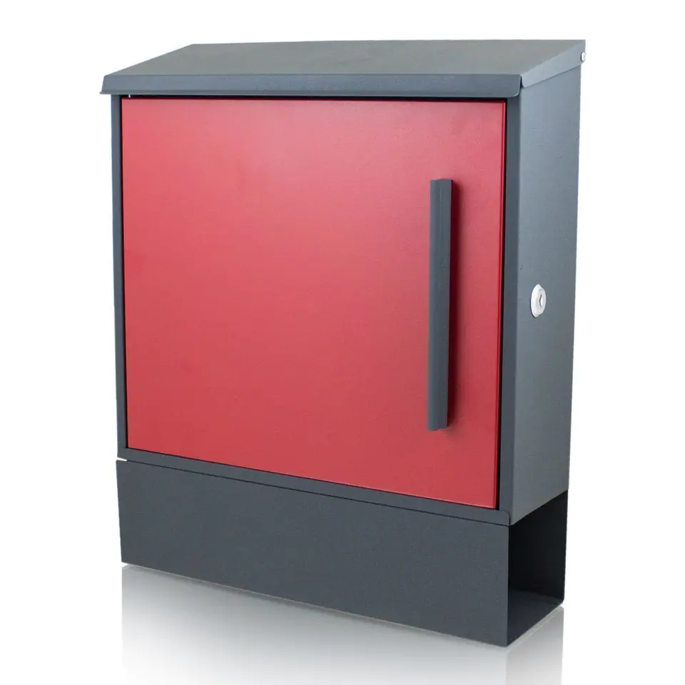 ⁨Modern mailbox for letters with newspaper red⁩ at Wasserman.eu