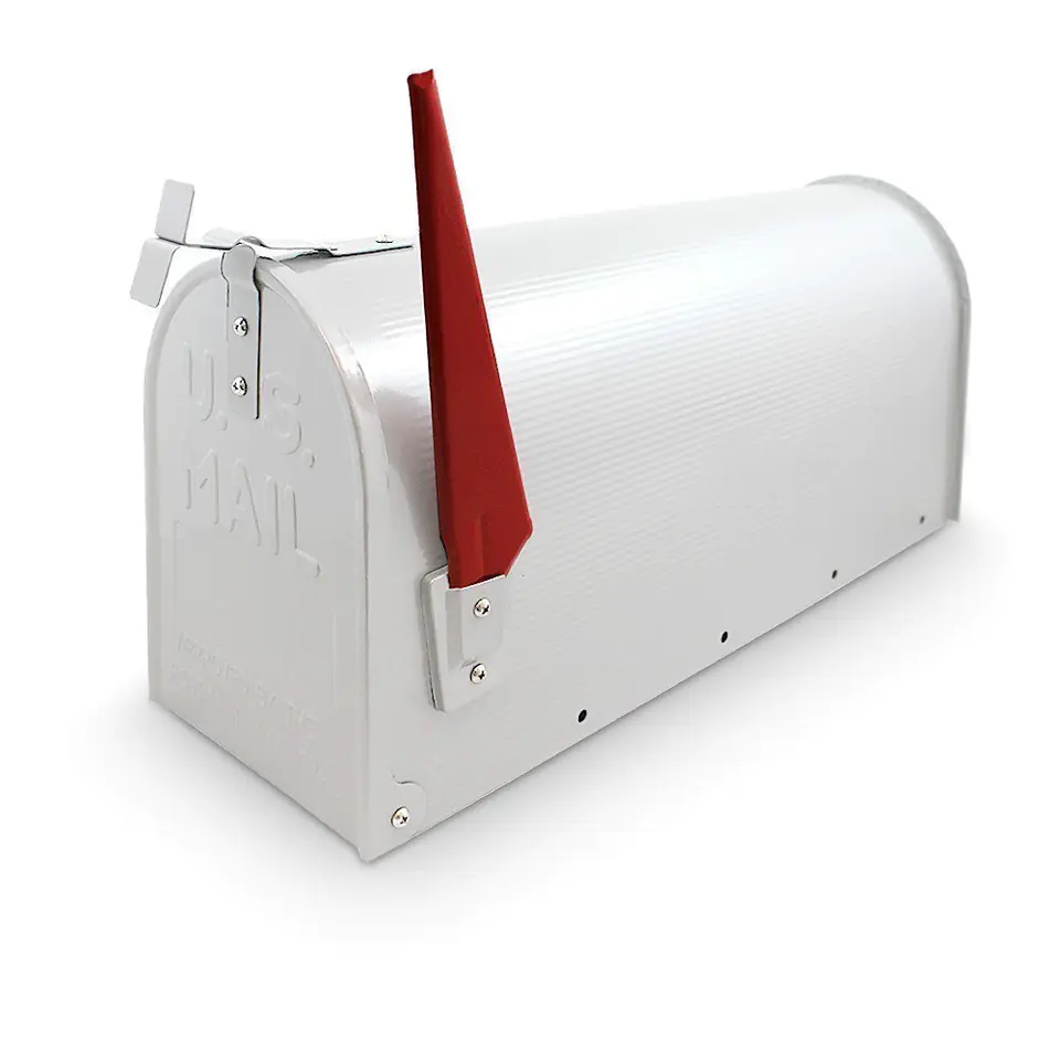 ⁨US USA MAIL letterbox (white)⁩ at Wasserman.eu