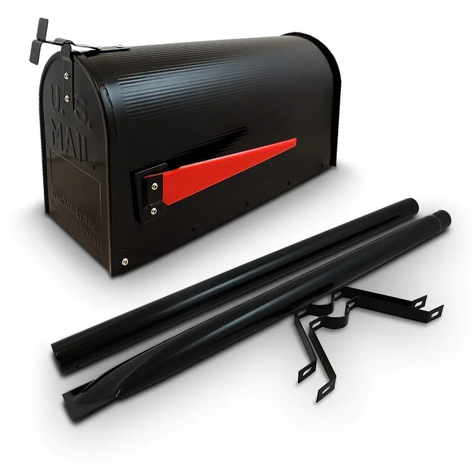 ⁨USA MAIL letterbox with post (black)⁩ at Wasserman.eu