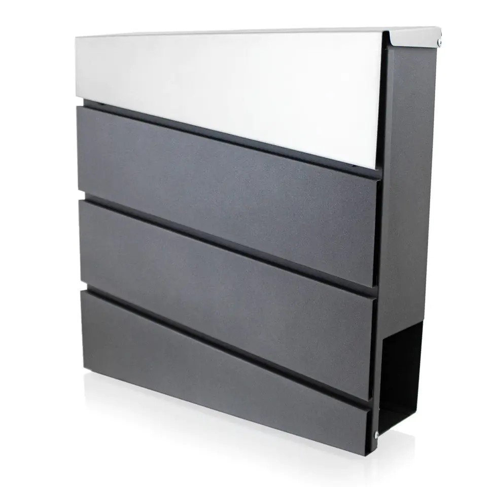 ⁨Graphite-steel designer mailbox⁩ at Wasserman.eu