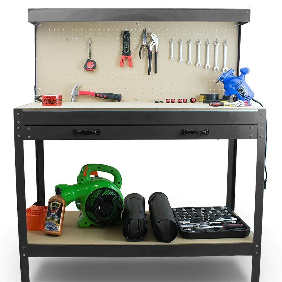 ⁨WORKBENCH WITH DRAWER AND HANDLES BLACK⁩ at Wasserman.eu