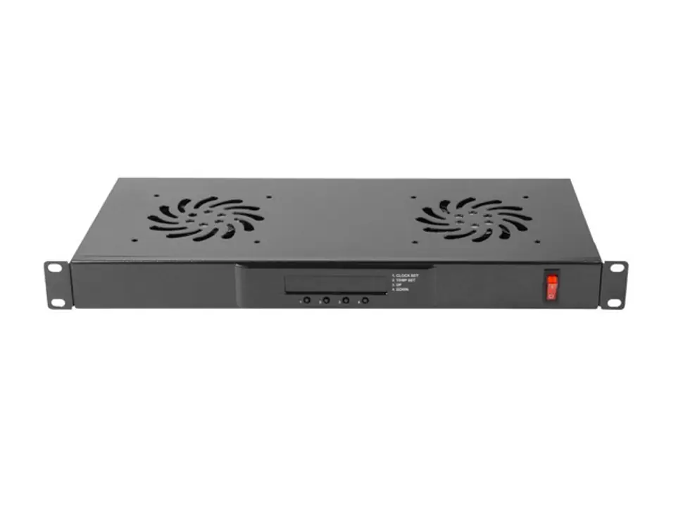1U horizontal LCD ventilation panel with rack thermostat, 19 inches, 2 fans, 230V, black at Wasserman.eu