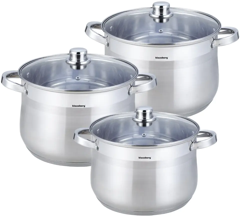 SET OF 3 LARGE POTS KLAUSBERG 7+8,6+10,7L KB-7177 at Wasserman.eu