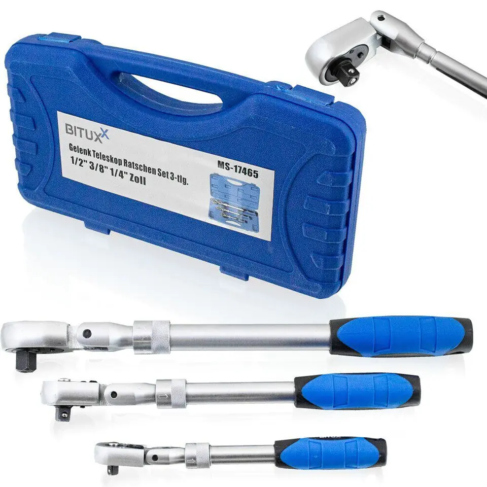 ZESTAW GRZECHOTEK ŁAMANYCH TELESKOPOWYCH 1/4" 3/8" 1/2" 90° w sklepie Wasserman.eu