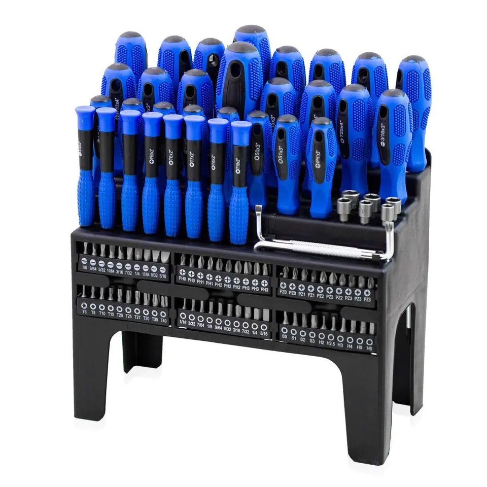⁨Zestaw wkrętaków bitów Torx płaskie krzyżowe 100el⁩ w sklepie Wasserman.eu